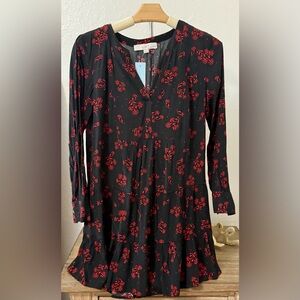 Loft Black and Red Floral Dress NWT- Size XS Petite